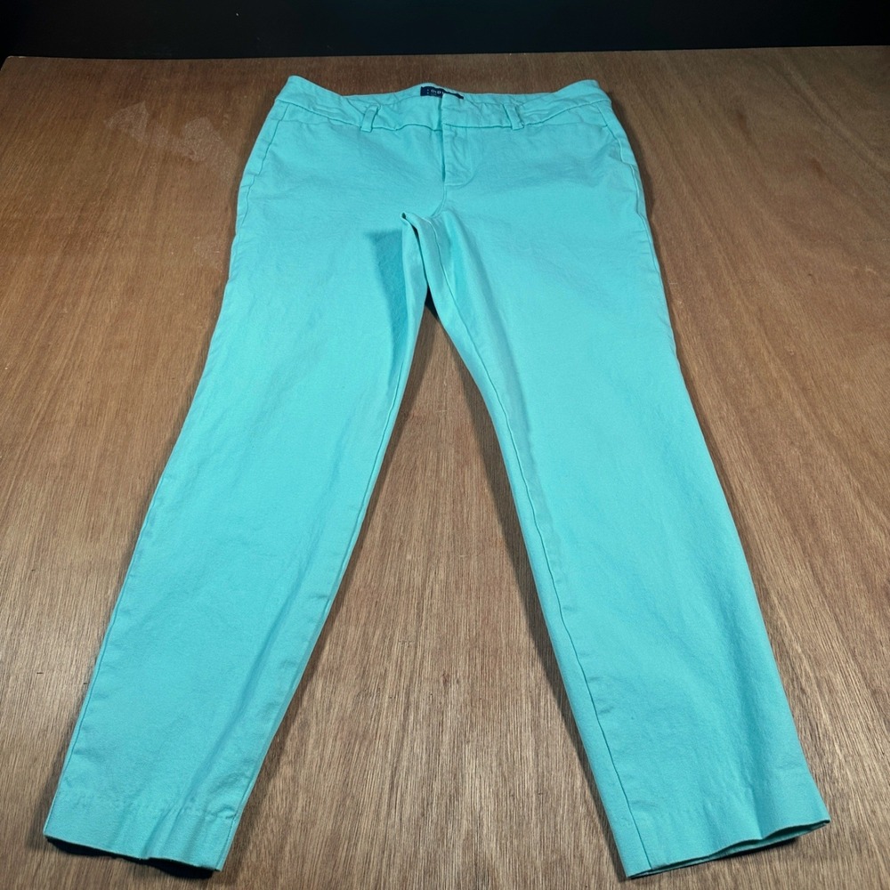 Old Navy Pixie Pants Women 10 Regular Teal Green Mid Rise Stretch Ankle Chino